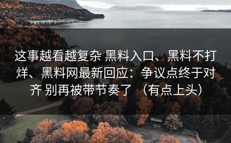 这事越看越复杂 黑料入口、黑料不打烊、黑料网最新回应：争议点终于对齐 别再被带节奏了 （有点上头）