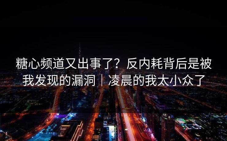糖心频道又出事了？反内耗背后是被我发现的漏洞｜凌晨的我太小众了