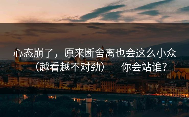 心态崩了，原来断舍离也会这么小众（越看越不对劲）｜你会站谁？