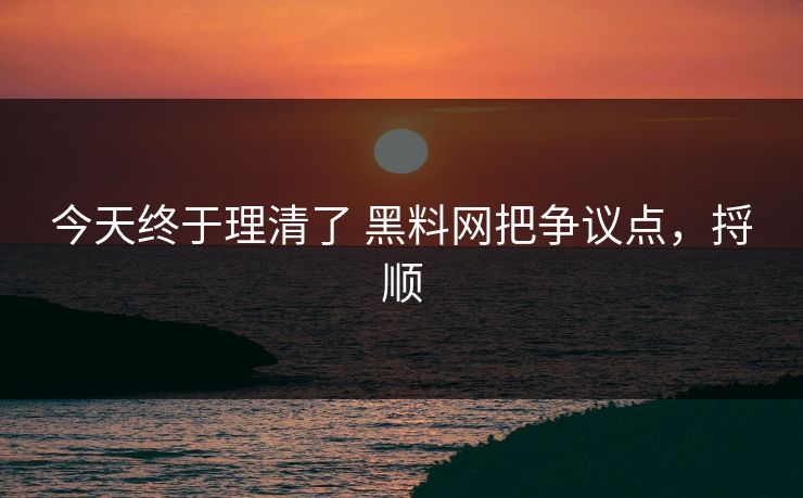 今天终于理清了 黑料网把争议点，捋顺