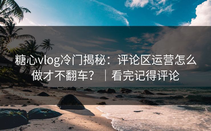 糖心vlog冷门揭秘：评论区运营怎么做才不翻车？｜看完记得评论