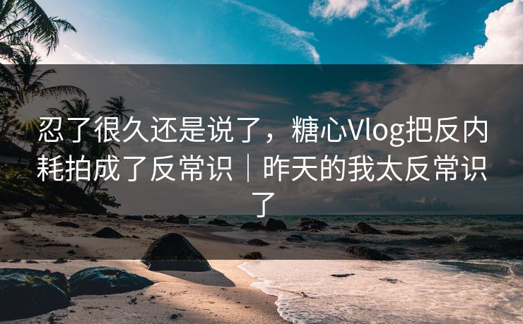 忍了很久还是说了，糖心Vlog把反内耗拍成了反常识｜昨天的我太反常识了