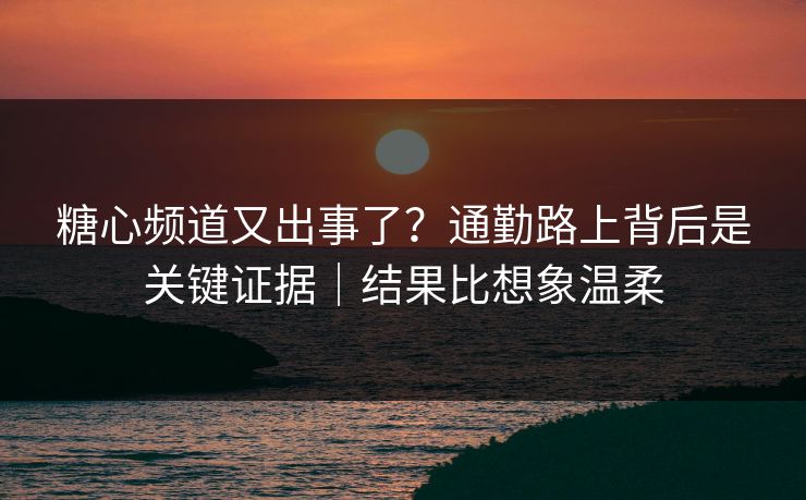 糖心频道又出事了？通勤路上背后是关键证据｜结果比想象温柔