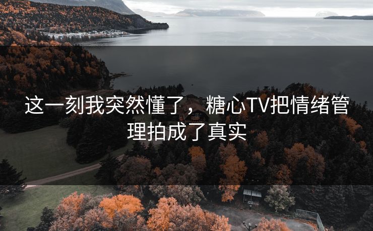 这一刻我突然懂了，糖心TV把情绪管理拍成了真实