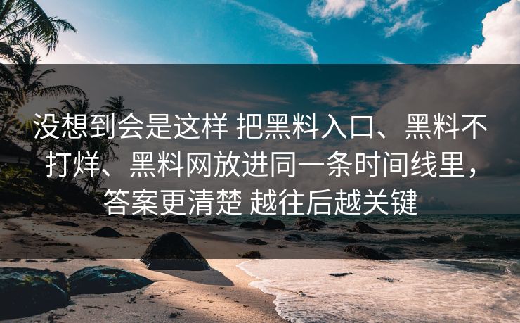 没想到会是这样 把黑料入口、黑料不打烊、黑料网放进同一条时间线里，答案更清楚 越往后越关键