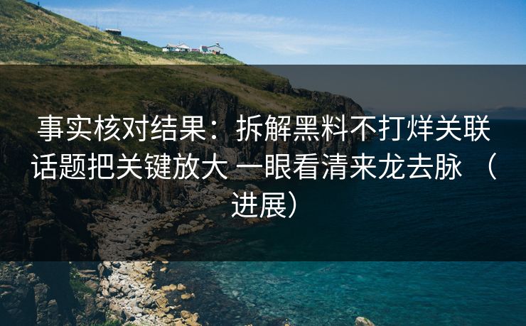 事实核对结果：拆解黑料不打烊关联话题把关键放大 一眼看清来龙去脉 （进展）