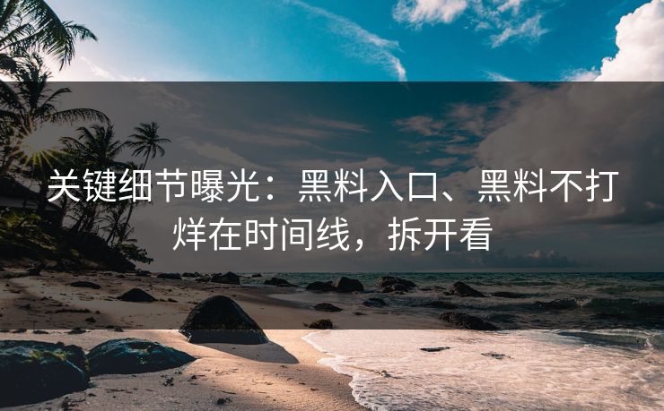 关键细节曝光：黑料入口、黑料不打烊在时间线，拆开看