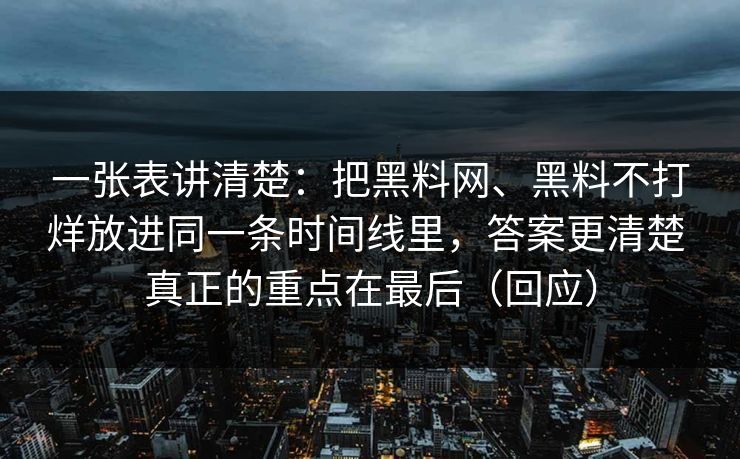 一张表讲清楚：把黑料网、黑料不打烊放进同一条时间线里，答案更清楚 真正的重点在最后（回应）