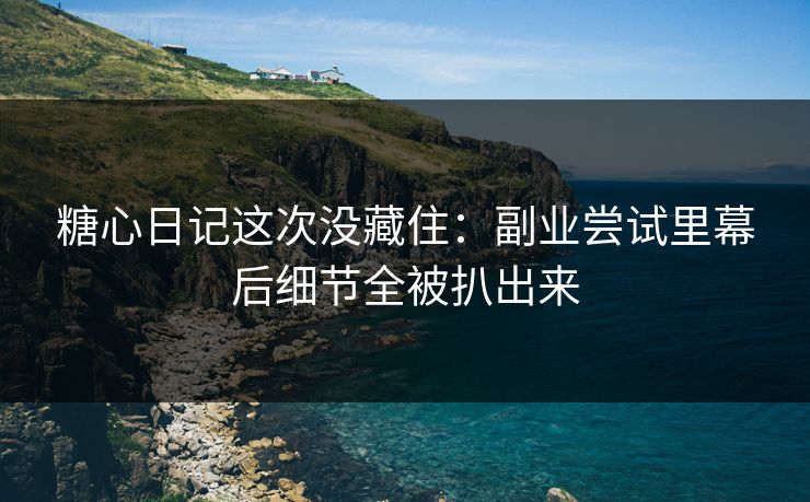 糖心日记这次没藏住：副业尝试里幕后细节全被扒出来