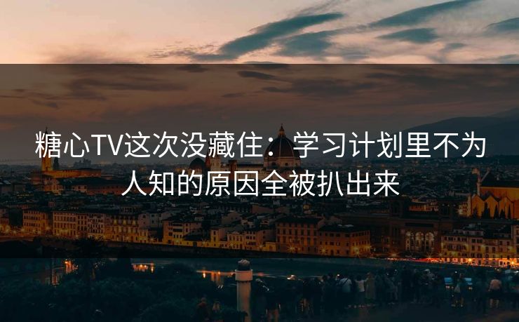 糖心TV这次没藏住：学习计划里不为人知的原因全被扒出来