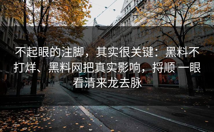 不起眼的注脚，其实很关键：黑料不打烊、黑料网把真实影响，捋顺 一眼看清来龙去脉